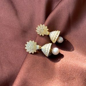 Intricate floral boho ethnic Asian  jhumka earrings